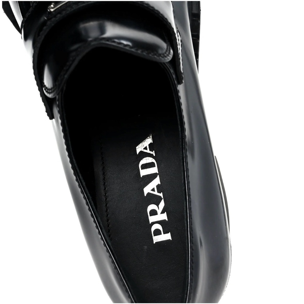 Prada Chocolate Platform, Triangle Logo Heeled Lo… - image 7